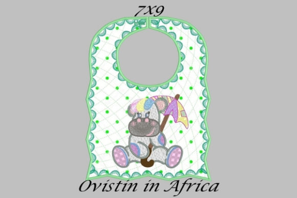 Adorable Green Baby Hippo Bib Small