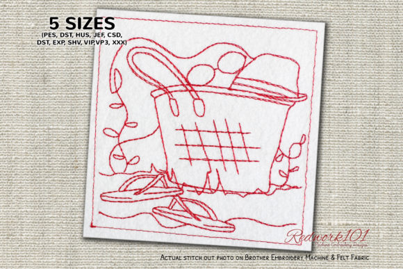 Beach Bag on Sand Lineart Review for Business Embroidery
