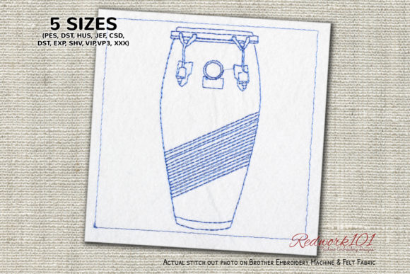 Conga Drum Redwork Embroidery Review for Handmade Gifts
