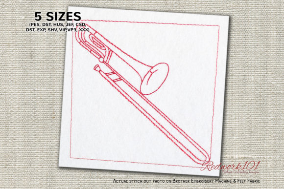 Trombone Embroidery Design Review for Small Business Merch